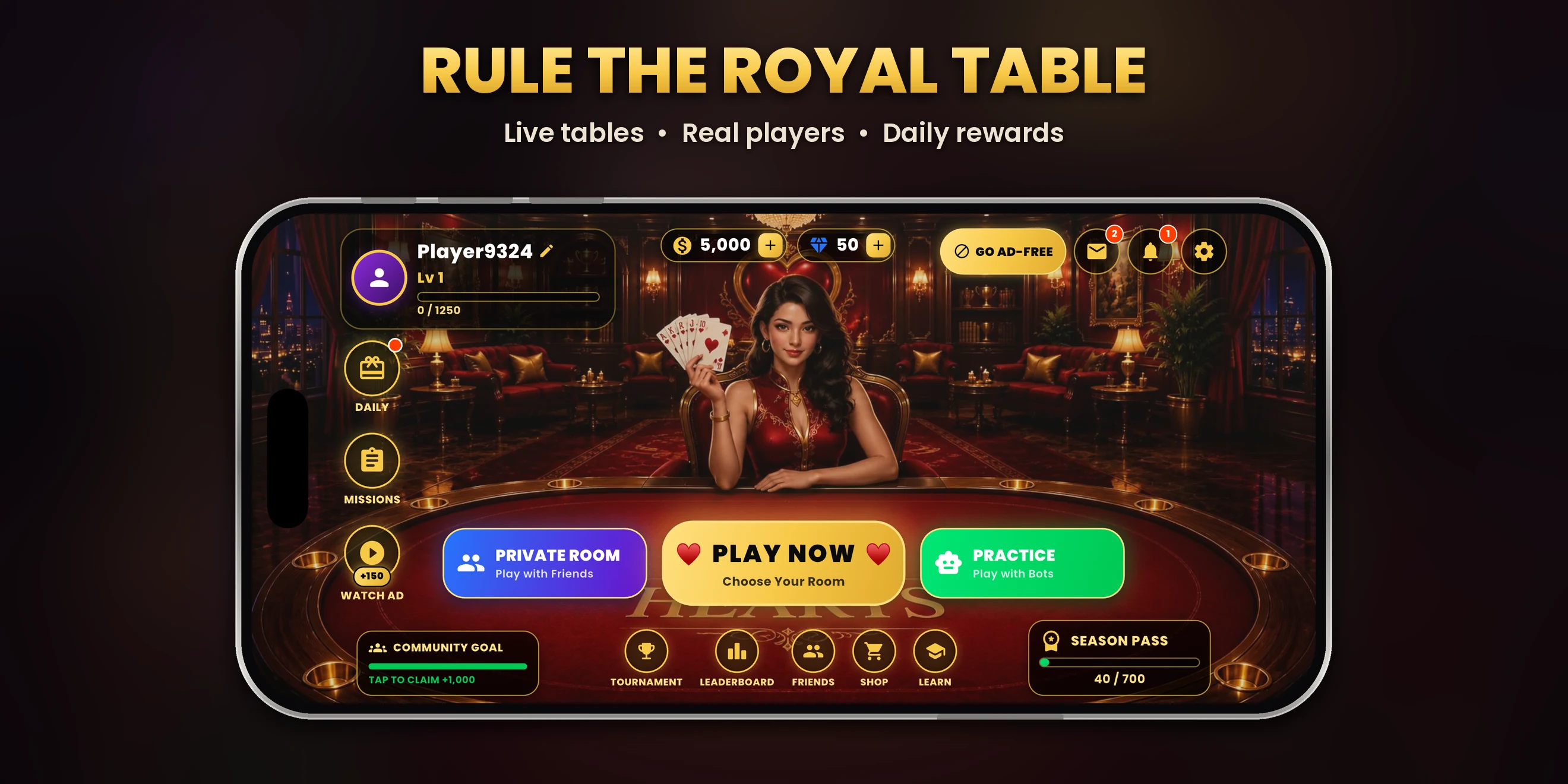 Hearts King : Online Card Game screenshot